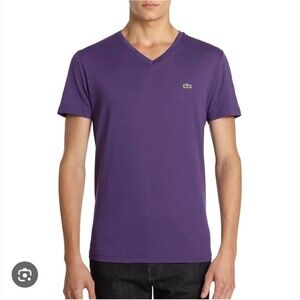 NWOT Lacoste Size S V-Neck T-Shirt 100% Pima Cotton Embroidered Logo Preppy